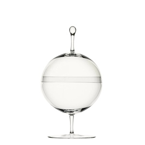 Taza pequeña de vidrio de borosilicato resistente al calor soplado a mano transparente por encargo con puntos elevados y plato - Product Image 1
