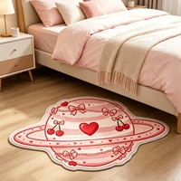Tapis en fausse fourrure de cachemire imprimé sur mesure, tapis de forme irrégulière, tapis décoratif pour la maison, tapis doux et moelleux, tapis de luxe moderne, tapis rose à motif de papillon