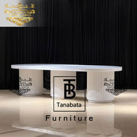 Nouvelle conception, mobilier de mariage de haute qualité, table à manger ovale en MDF avec plateau en acier inoxydable