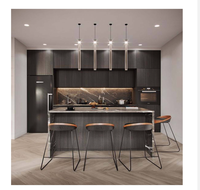 Ensemble de meubles de cuisine modulaire RTA moderne avec portes vitrées, prêt à assembler