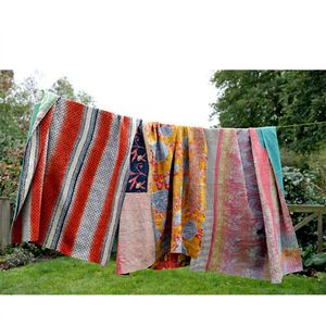 Colcha Kantha Vintage India auténtica, colcha Reversible de algodón 100%, venta al por mayor - Product Image 1