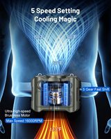 Ventilateur portable de ceinture 5 vitesses USB-C, batterie Li-Polymère, autonomie 40H, flux d'air puissant 16000 tr/min, pour extérieur, haut-parleur, lampe torche 12W
