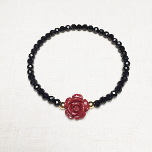 Pulsera de flor rosa de cinabrio de oro púrpura emparejada con espinela facetada de 4mm - Product Image 2