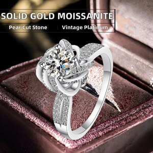 Bague de fiançailles vintage personnalisée en argent 925 plaqué platine, avec moissanite taille D VVS de 2, 3 ou 5 carats, sertie à griffes, certifiée GRA - Product Image 2