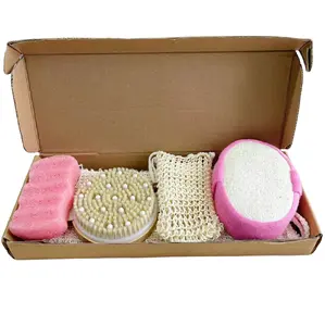 Set doccia esfoliante cinturino Scrub per la schiena in luffa naturale setole rigide spazzola per il corpo in legno salvasapone in Sisal - Product Image 1