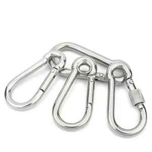 Customized Security Buckle Gourd Spring Hook Stainless Steel Carabiner snap hook with eyelet