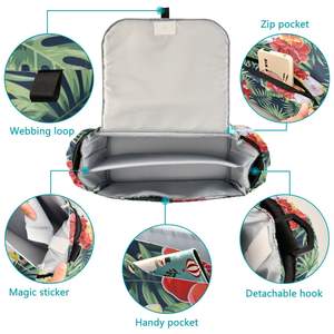 Benutzer definierte hawaiian ische Design Hau Flower langlebige leichte Mumie Aufbewahrung tasche Baby Kinderwagen Windel geändert Organizer Mumien tasche - Product Image 2