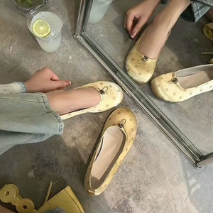 Ballerines compensées 3 cm pour femme, nouvelle collection Printemps-Automne 2026, élégantes et tendance, à bout rond, à pois, à enfiler - Product Image 5