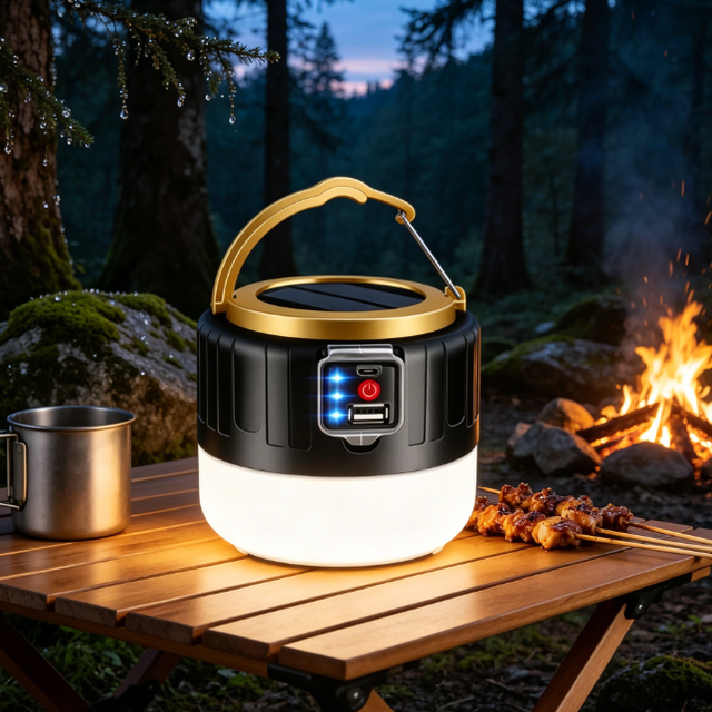 Emergency & Energy Saving USB Rechargeable Solar UV Lantern Light Portable Outdoor Camping Plastic Hanging Lamp