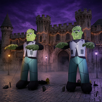 Monstre vert gonflable géant, modèle de zombie effrayant avec éclairage pour la publicité intérieure d'Halloween