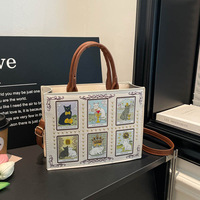 Sac à bandoulière zippé élégant de petite capacité, imprimé motif chat elfe, style luxe léger, nouvelle collection transfrontalière Europe-Amérique 2026