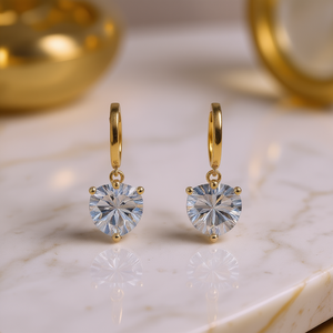 Orecchini pendenti placcati in platino con montatura quadrata in cristallo e strass per donna, classici da indossare tutti i giorni E289 - Product Image 2