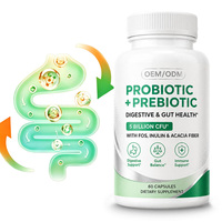 Capsules prébiotiques et probiotiques OEM/ODM, FOS, inuline, fibres d'acacia, 5 milliards d'UFC pour adultes, soutien digestif, intestinal et immunitaire