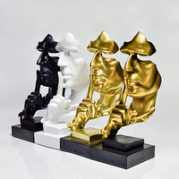 European Silence Is Golden Sculpture Statuettes abstraites Résine Artisanat Nordique Minimaliste Home Office Light Décoration de luxe