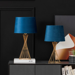 Hotel Home Decor lampada da tavolo creativa di lusso in oro lampada da comodino da lettura postmoderna in metallo <span class=keywords><strong>paralume</strong></span> blu - Product Image 3