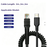 Câble de données pour scanner de codes-barres SOTESIN, type C vers RJ50, câble spiralé pour Zebra Symbol LI3608 DS3608 DS3678, vente en gros, fabricant OEM