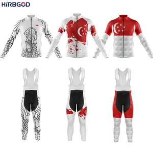 HIRBGOD erkek popüler bisiklet Jersey uzun seti çabuk kuru bisiklet giyim singapur bisiklet uzun önlüğü jel yastıklı pantolon