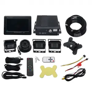 4CH कार मोबाइल DVR रिकॉर्डर 4 आईआर प्रकाश दृष्टि कैमरा और केबल के साथ 7 इंच एलसीडी स्क्रीन सेट