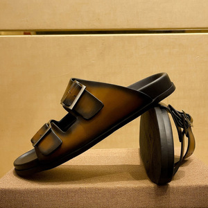 Tongs de tatouage de haute qualité antidérapantes en cuir de vachette d'été pour hommes 2025 nouvelles pantoufles - Product Image 5