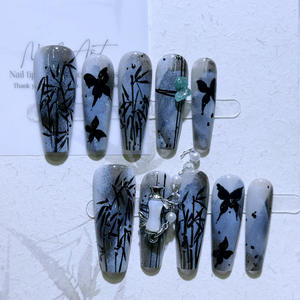 Produits chauds 10 pièces gothique Y2K amande portable oeil de chat Punk métal Style fête ongle autocollant à la main presse sur <span class=keywords><strong>les</strong></span> ongles - Product Image 5