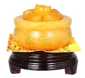 Figurine Feng Shui en lingot <span class=keywords><strong>de</strong></span> bassin au trésor doré/Yuan Bao richesse porspity, le décor Feng Shui attire la richesse <span class=keywords><strong>et</strong></span> la chance - Product Image 1