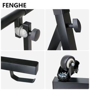 <span class=keywords><strong>Support</strong></span> de <span class=keywords><strong>clavier</strong></span> de piano Q-450A à deux niveaux avec roulettes pivotantes, vente directe d'usine - Product Image 3