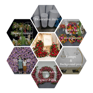 Arche florale artificielle en forme <span class=keywords><strong>de</strong></span> corne avec roses rouges vives et verdure, pour décor d'entrée <span class=keywords><strong>de</strong></span> <span class=keywords><strong>mariage</strong></span> - Product Image 5