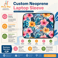 Housse d'ordinateur portable en néoprène personnalisée avec motif floral, sacoche de protection pour ordinateur portable, OEM pour le bureau, l'école et les voyages