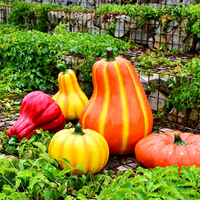 Statue de citrouille en fibre de verre Pop Art déco réaliste faite à la main, écologique, moderne, de luxe, pour la décoration de jardins féeriques, de paysages et de parcs