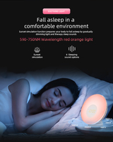 Control remoto ruido blanco sonido amanecer simulación despertador 7 colores lámpara de noche FM Radio ayuda para dormir para dormitorio reloj de escritorio