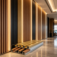 Panneau mural en bois-plastique imperméable, panneaux préfabriqués en WPC à lattes, design contemporain, murs intérieurs, école, salon