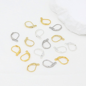 18K gold-plated copper small <b>earrings</b>, D-shaped copper French <b>hook</b>, 14K gold-plated <b>earrings</b>, handmade <b>earrings</b>, material A35. - Product Image 4