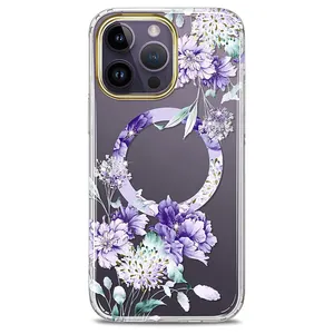 Free sample Premium Quality IMD Hard shell Scratch Resistant clear Shockproof Magnetic cell phone case for iPhone 14 15 Pro