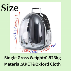 กระเป๋าเป้สะพายหลังสำหรับสัตว์เลี้ยงแบบพกพาระบายอากาศได้ดีสำหรับสุนัขแมวตัวเล็กดีไซน์แคปซูลโปร่งใส - Product Image 3