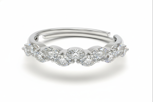 Marquise Cut Lab Grown Diamond Half <b>Eternity</b> <b>Ring</b> 925 <b>Silver</b> / 10KT 14KT 18KT White Gold Wedding Band <b>Ring</b> - Product Image 3