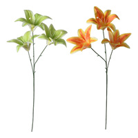 Fleurs artificielles en mousse plastique à 3 têtes, type lys, pour cérémonie de mariage, décoration de salle et de maison ; Fleurs artificielles imprimées en 3D ; Accessoires de photographie