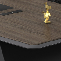 Mesa de Conferencia Modular Extensible de Madera Sólida de Alta Gama, Diseño Cuadrado con Combinación de Sillas, para Uso Comercial en Oficinas