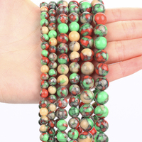AsVrai U 6-10mm naturel multicolore Tang Sancai Turquoises perles de pierre rondes perles en vrac pour la fabrication de bijoux bracelet à bricoler soi-même fait à la main