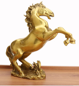 Statue de cheval en laiton galopant <span class=keywords><strong>Symbole</strong></span> de succès de carrière chinoise pour le bureau Décor Feng Shui Gravure élégante pour la vente en gros en vrac - Product Image 2