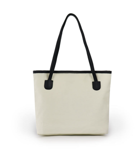 Sac à main pour femme Shang en toile de coton avec poignée en cuir, logo personnalisé ou imprimé, sac de shopping écologique - Product Image 5