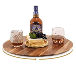 Wooden rotating dining <b>tray</b>, snack and fruit <b>tray</b>, round condiment <b>storage</b> <b>tray</b> - Product Image 2