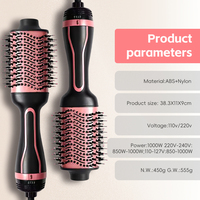 Brosse Soufflante Ionique Chauffante 1000W pour Séchage Rapide, Apaisement du Cuir Chevelu, Double Tension, Lisseur et Fer à Boucler Ergonomique pour Usage Hôtelier
