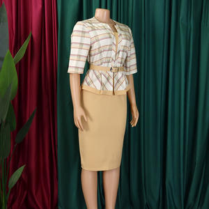 D573 vestidos de verano de moda para mujer, vestidos africanos estampados con cuello en V informales de media manga, vestidos elegantes de iglesia para mujer con cinturón <span class=keywords><strong>Ha</strong></span> - Product Image 5