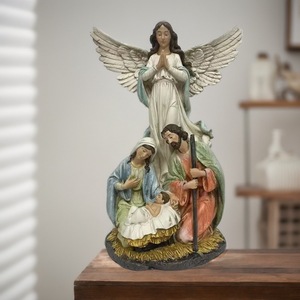 Phong cách châu Âu xuyên biên giới mới phục sinh trang trí máng cỏ Thánh Gia đình thiên thần con số Giáng sinh Tôn Giáo Chúa giáng sinh trang trí Nhựa - Product Image 4