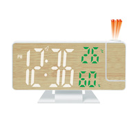 Nouvelle Horloge Réveil à Projection LED Numérique, Design Cartoon, Surface en Bambou, Thermomètre, Calendrier Perpétuel, Grande Taille, Idéale pour l'Export