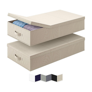 Fabric Foldable Large Under Bed <b>Storage</b> <b>Bins</b> With Lids Handles - Product Image 1