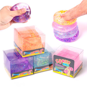 Transparent Soft Squeeze Ball 12pcs Slow Rising Sensory <b>Fidget</b> Toy Stretchable Stress Relief Toy for Office Kids Gift <b>Pack</b> - Product Image 2