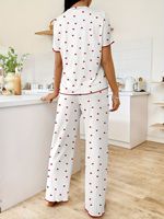 Grosir Love 2025 Set piyama celana suspender hati cinta pakaian rumah bergaris Rib lucu musim panas wanita