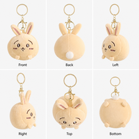 Porte-clés en peluche Zaves Unique Lapin Beige aux longues oreilles roses, écologique, doux, durable, de qualité supérieure, mignon et éclatant
