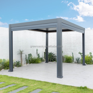 Nouvel arrivage Couverture de patio à lumière LED DIY Aluminium <span class=keywords><strong>Louvre</strong></span> autoportant Pergola Gazebo de jardin - Product Image 4